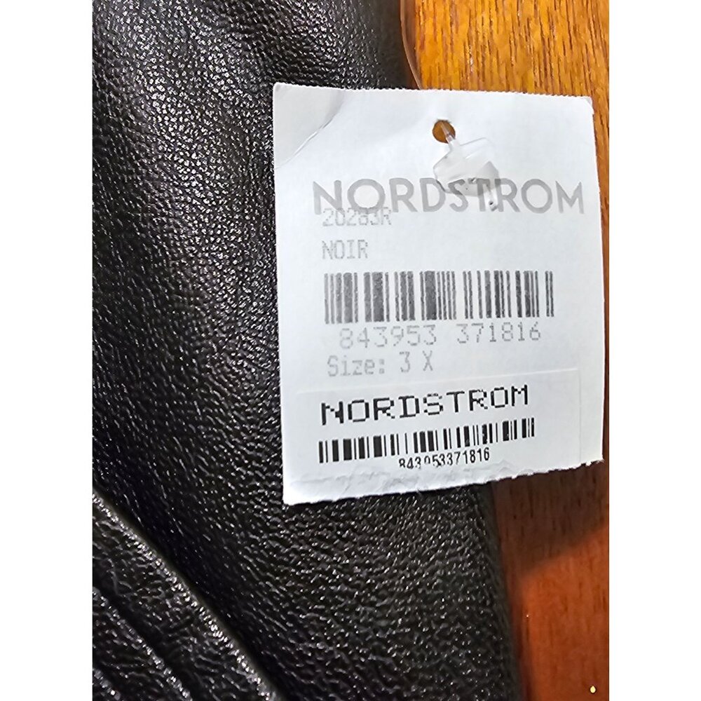 Nordstrom Faux Leather Jogger Pants 3X Noir Black Plus Size Women's Elastic Wais - Picture 4 of 11